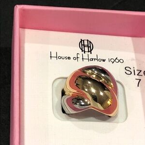House of Harlow 1960‎ HoH silver gold two toned sculpted overlap ring size 7 new